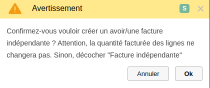 Message de validation lors de la création