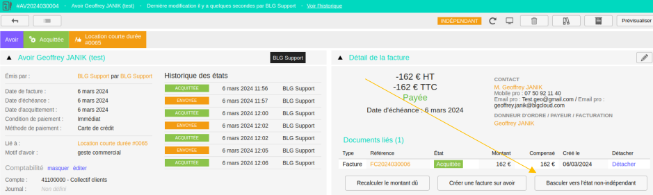 Modification du statut Indépendant